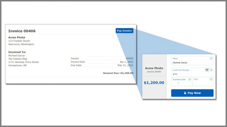 Kashoo integrates BluePay into invoices for easy payment (Source Kashoo)