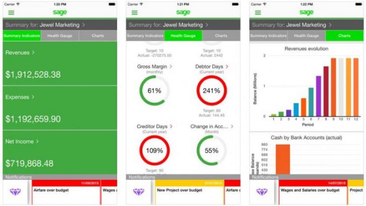 Sage Live Mobile app screenshots, (Source iTunes Store/Sage)