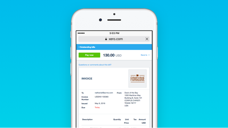 Xero improves Invoice layout on all devices (Source : Xero)