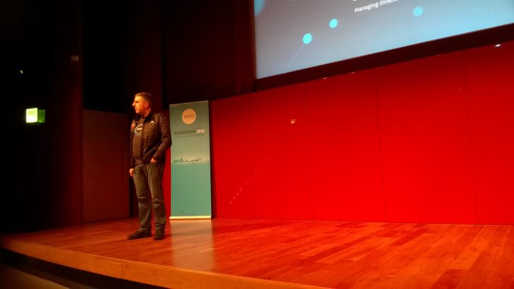 Gary Turner on stage at Xero Roadshow 2016 in London (Credit S Brooks)